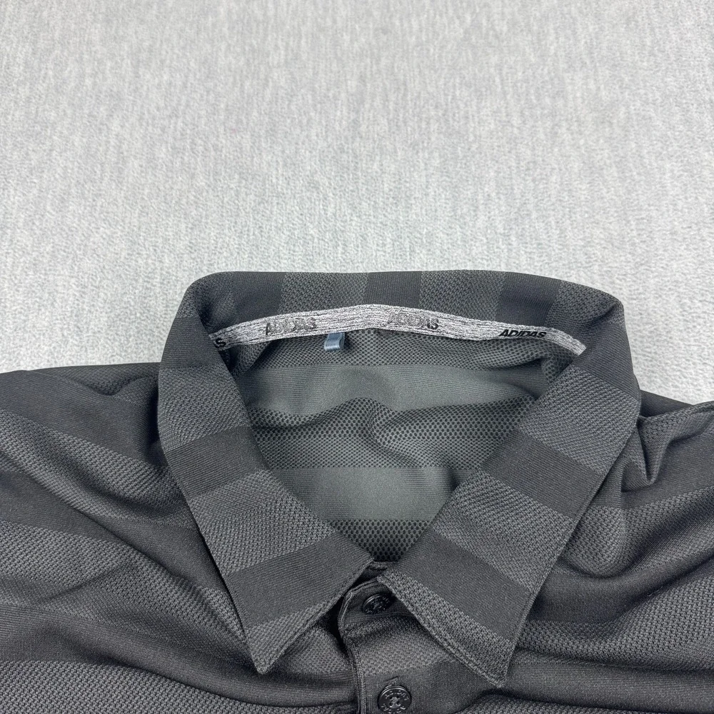 Adidas Polo Shirt Mens XL Black Gray Two Color Striped Golf Performance Athletic